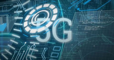 Futuristic 5G Network Circuit Design with Data Codes Overlay - Download Free Stock Images Pikwizard.com