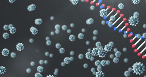 COVID-19 Cells Orbiting DNA Strand in Digital Network - Download Free Stock Images Pikwizard.com
