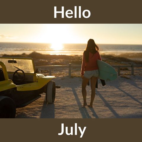 Caucasian Surfer Enjoying Sunset at Beach with Dune Buggy