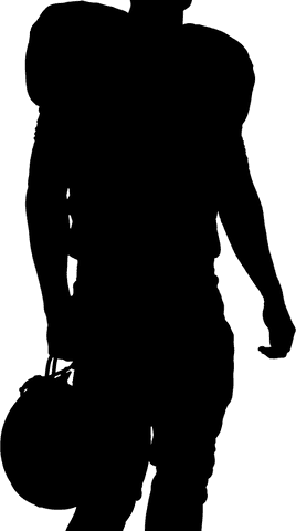 Transparent silhouette of football player holding helmet vector