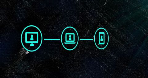 digital networking concept with connected devices on dark background - Download Free Stock Images Pikwizard.com