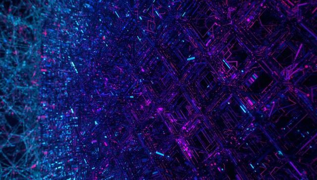 Futuristic Digital Network with Neon Lines and Particles