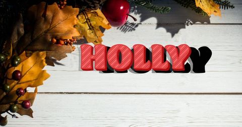 Festive Holiday Decorations with Holly Text Overlay - Download Free Stock Images Pikwizard.com
