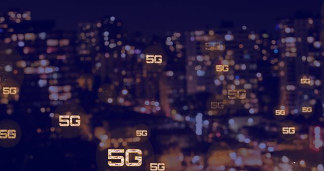 Concept of 5G Technology in Urban Night Cityscape - Download Free Stock Images Pikwizard.com