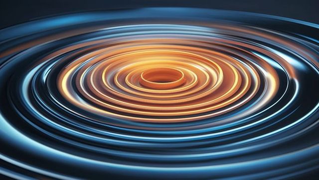 Vibrant Concentric Ripples Blending Blue with Golden Radiance