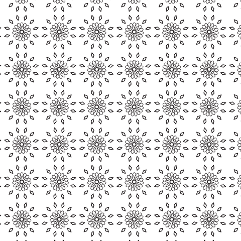 Black floral shapes vector pattern on transparent background