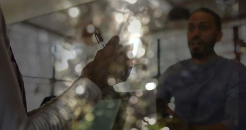 Creative Image with Light Spots and Business Discussion