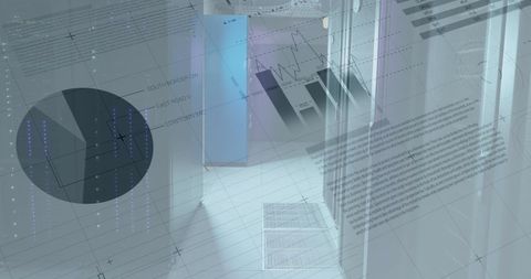 Financial Data Processing Overlay with Modern Server Room - Download Free Stock Images Pikwizard.com