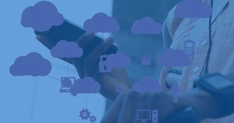 Cloud Computing Icons Over Person Using Smartphone - Download Free Stock Images Pikwizard.com