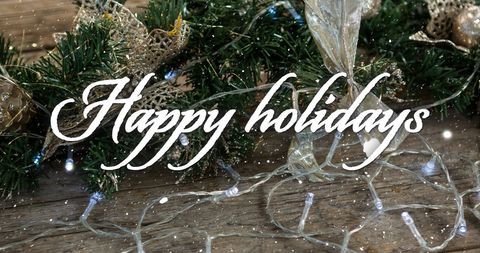 Festive Holiday Decorations with Happy Holidays Message - Download Free Stock Images Pikwizard.com