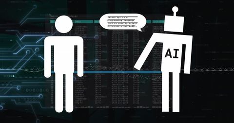 Artificial intelligence and human interaction concept