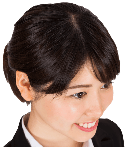 Smiling Asian Businesswoman Headshot on Transparent Background