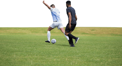 Transparent Footballers in Action on Clear Background
