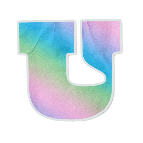 Transparent watercolor letter u sticker pastel wash folded texture cutout