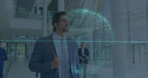 Confident Businessman Experiencing Global Connectivity