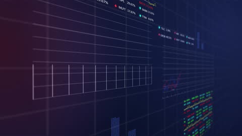 Abstract Animation of Data Processing on Blue Background