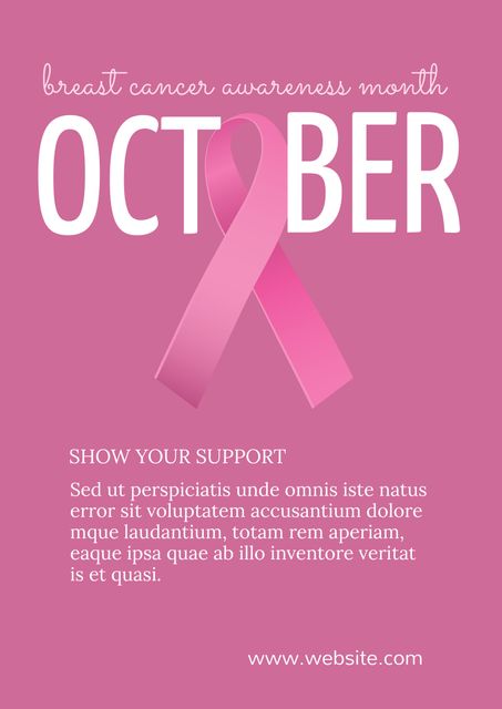 Breast Cancer Awareness Month Pink Ribbon October Poster - Download Free Stock Templates Pikwizard.com