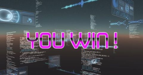 you win text overlay on digital interface background - Download Free Stock Images Pikwizard.com