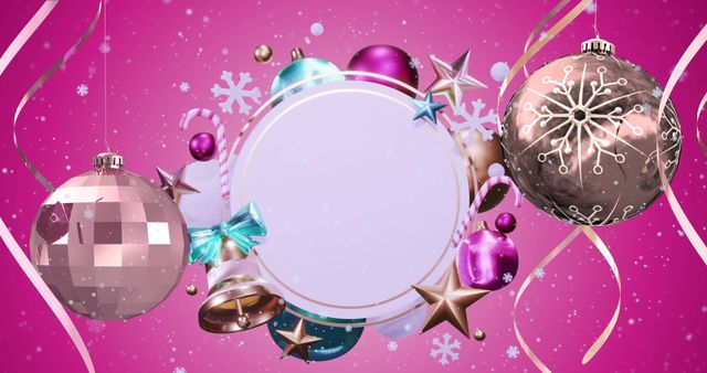 Christmas Decorations With Copy Space On Pink Background - Download Free Stock Images Pikwizard.com