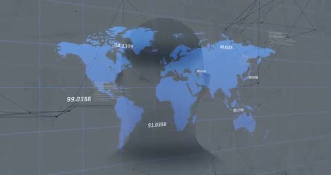 Digital World Map Technology with Human Silhouette and Data Streams