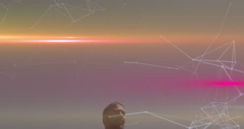 Digital Network Connections with Nostalgic Pink Hue