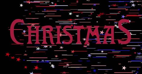 Christmas serif wordmark with moving stars and color streaks for festive holiday branding