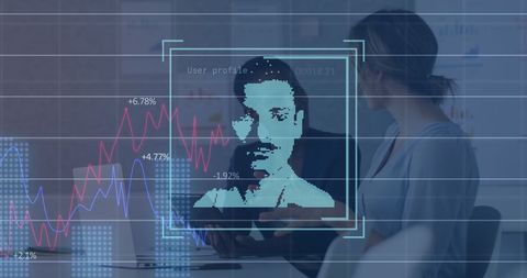 Businesswomen Analyzing Data with Digital Overlay of Profile - Download Free Stock Images Pikwizard.com