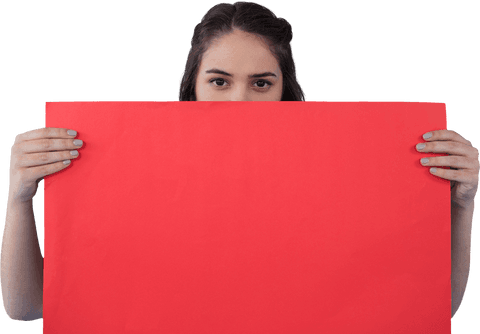 Transparent Background Woman Holding Red Card for Copy Space - Download Free Stock Videos Pikwizard.com