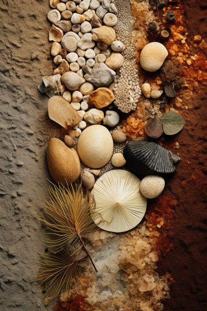 Natural Coastal Arrangement with Shells and Pebbles - Download Free Stock Images Pikwizard.com