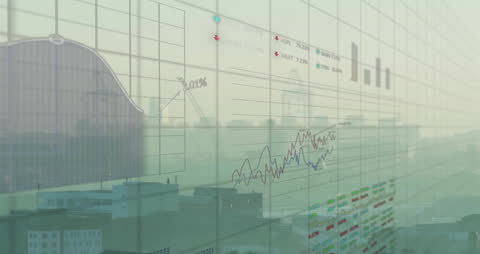 Digital Finance Interface Over Modern Urban Landscape With Graphs and Analytics