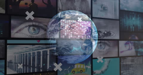 Digital World Overlay with Data and Technology Concepts