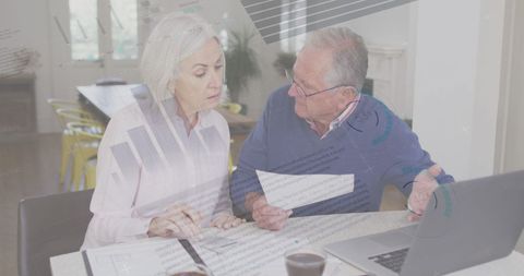 Senior Couple Analyzing Finances with Data Infographic