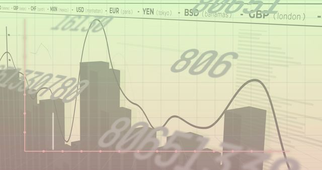 Abstract Financial Graph with City Skyline and Currency Symbols - Download Free Stock Photos Pikwizard.com