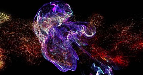 Vibrant Particle Waves Against Black Background - Download Free Stock Images Pikwizard.com