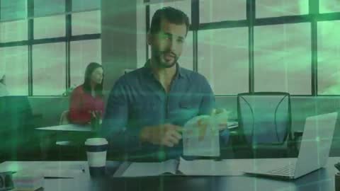 Male Worker Analyzing Printout with Code Overlay