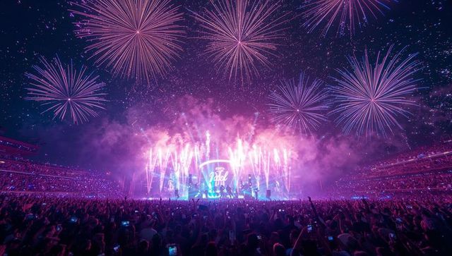 Spectacular Fireworks Enhance Stadium Concert Experience
