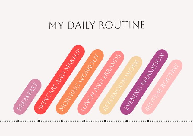 Colorful Daily Routine Chart with Six Time Sections and Activities - Download Free Stock Templates Pikwizard.com