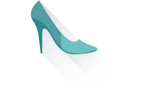 Blue high-heeled shoe illustration on transparent background