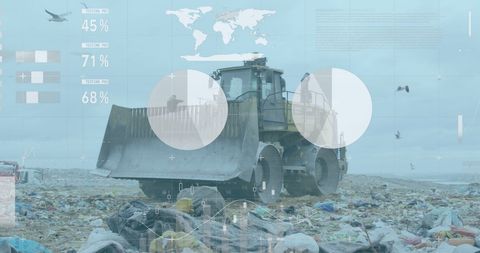 Finance and Environmental Concept: Landfill with Financial Data Overlay - Download Free Stock Images Pikwizard.com