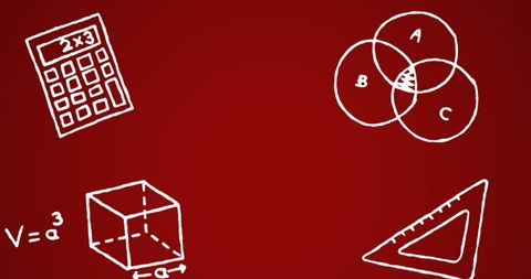 Abstract math symbols on red background