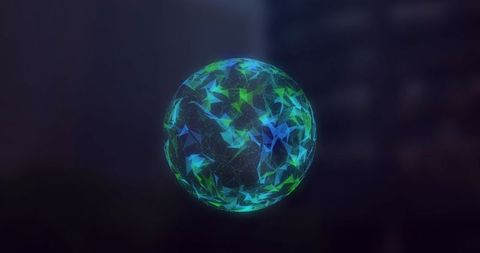Abstract digital sphere with glowing network in virtual space