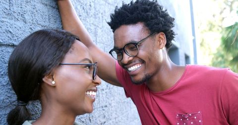 Joyful African American Couple Smiling in Close Connection