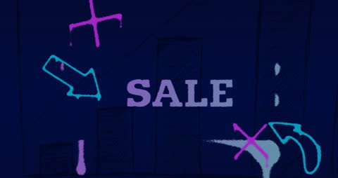 Dynamic Artistic Sale Advertisement with Vibrant Arrows