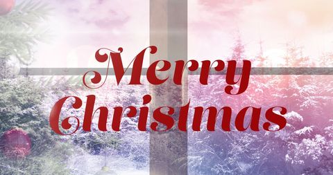 Festive Merry Christmas Greeting over Snowy Winter Background - Download Free Stock Images Pikwizard.com