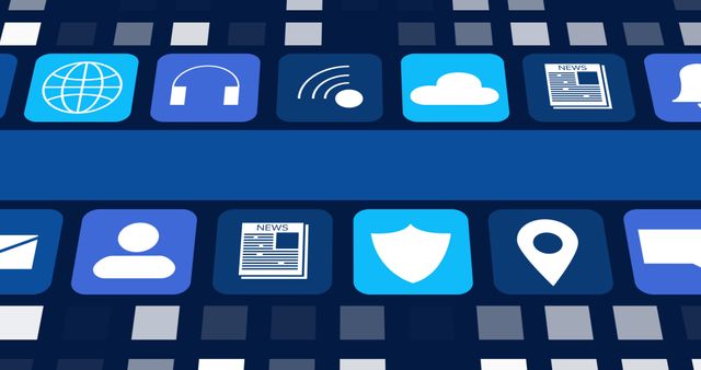 Digital Interface Icons on Dark Blue Background - Download Free Stock Images Pikwizard.com