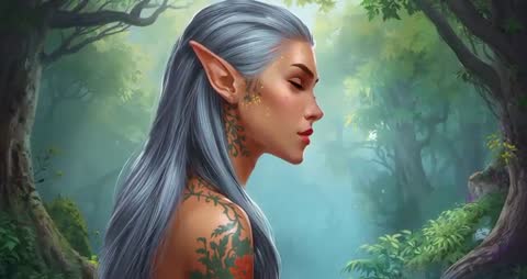 Silver-Haired Elf in Mystical Forest Enchantment