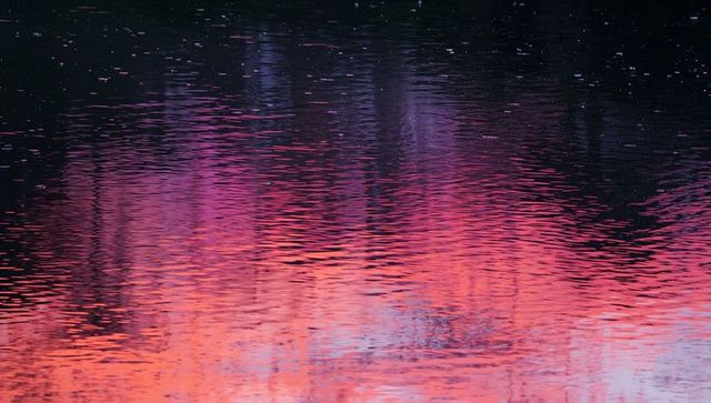 Magenta sunset reflections rippling water surface creating pastel abstract painterly glow