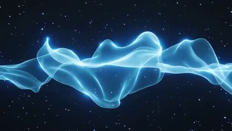 Ethereal Cyan Ribbon Waveform Flowing Through Starfield, Futuristic Energy Motion Background