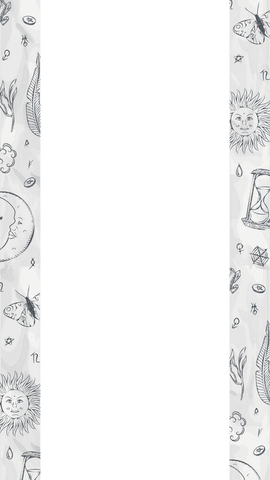 Mystic doodles with teal space in transparent background