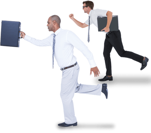 diverse businessmen running with briefcases on transparent background - Download Free Stock Videos Pikwizard.com